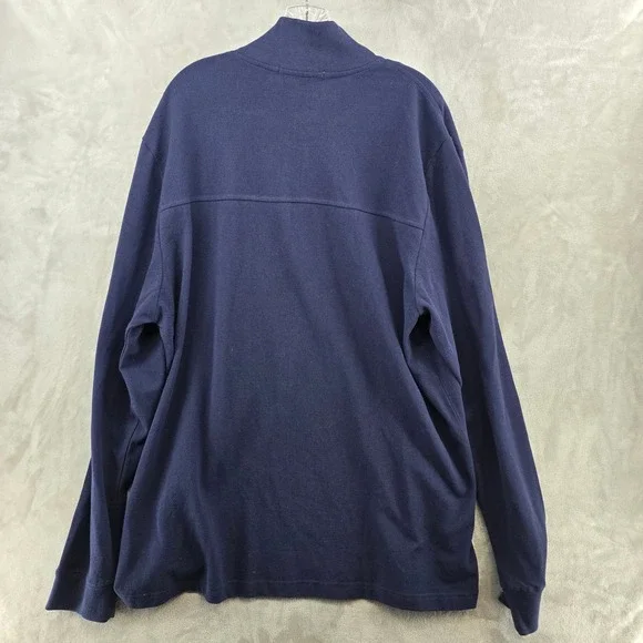 Criquet 1/4 Zip Pullover Mens XXL Navy Blue Organic Cotton Pique Pocket Sweater - Picture 7 of 8